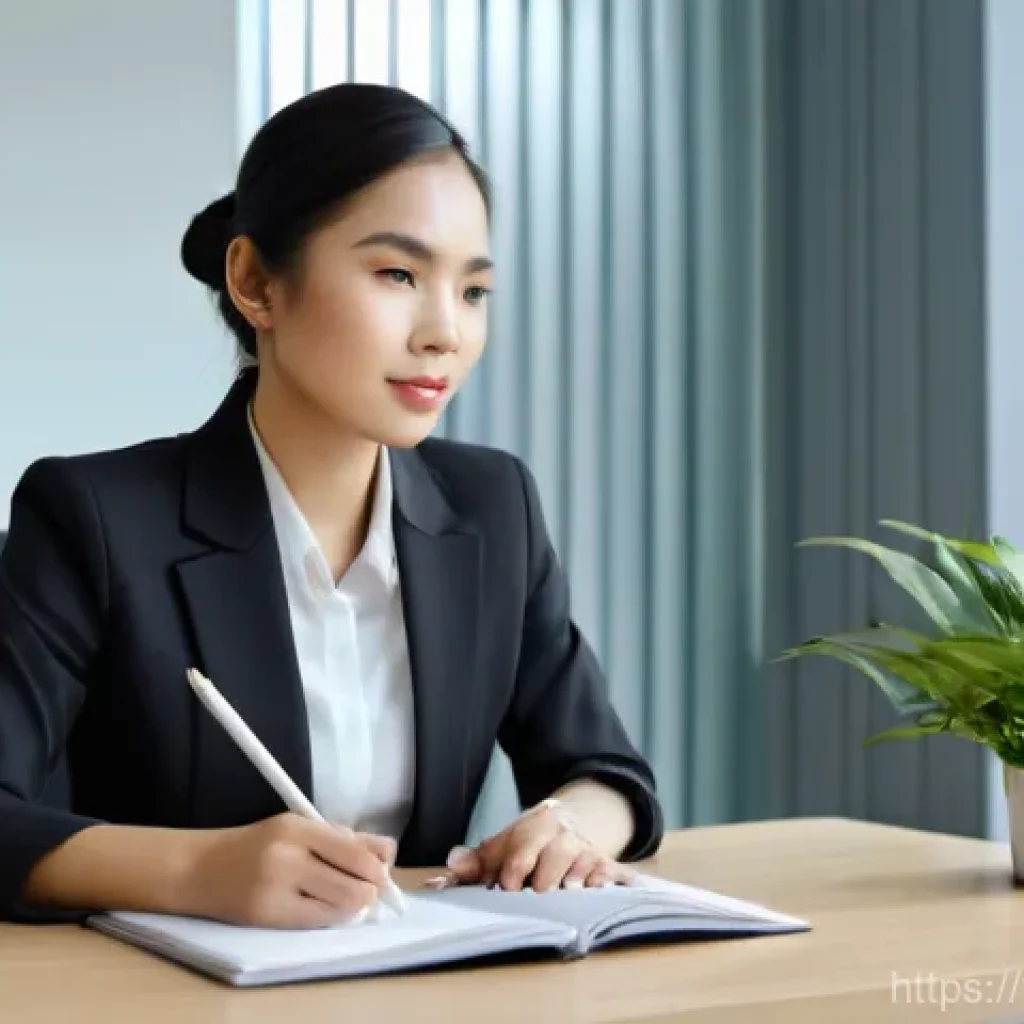 교통직 공무원 면접 준비 전략 - **Image Prompt: Calm Preparation for an Interview**
    "A young Thai woman, appearing to be in her ...
