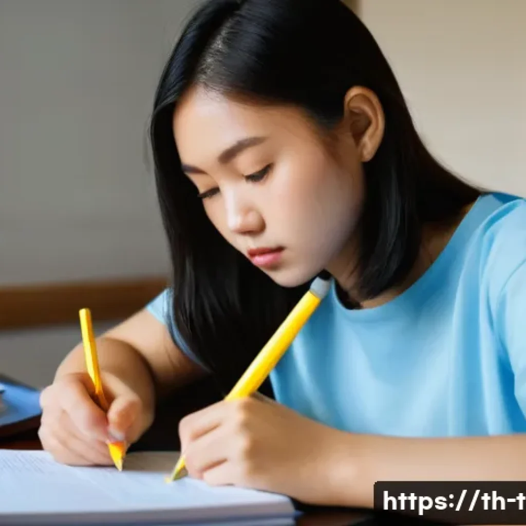 교통직 시험 준비 경험 공유 - **Prompt:** A determined young Thai woman, in her late 20s, with short, neatly styled dark hair, is ...