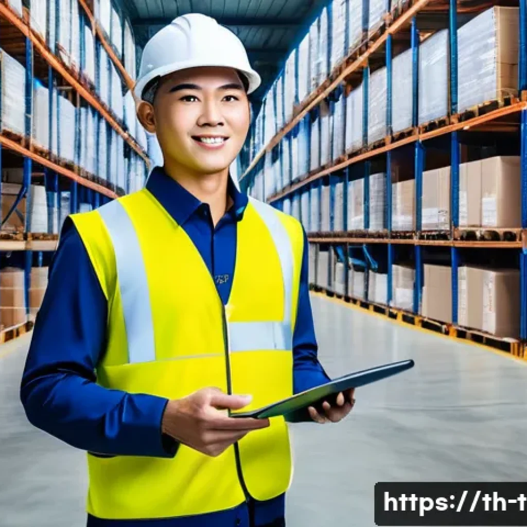교통직 자격증의 실무 적용 사례 - A professional Thai logistics manager wearing a neat uniform and holding a digital tablet, standing ...