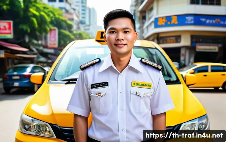 교통업계 필수 자격증 - A professional Thai public transport driver wearing a clean uniform and a visible public service dri...