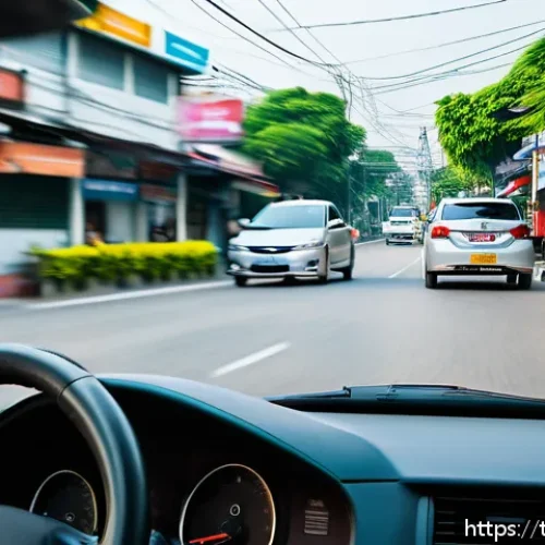 Home 32 교통기사 실기시험 실전 경험 - A young Thai adult practicing driving in a realistic driving test environment in Bangkok, Thailand, ...