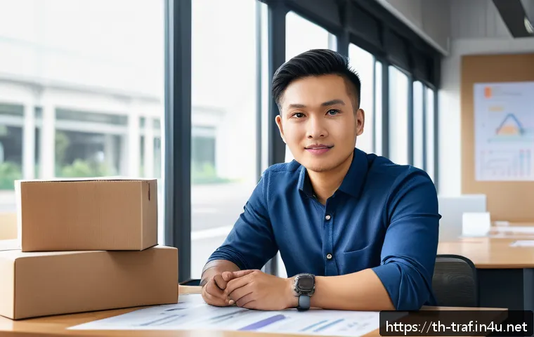교통직 연봉 협상 노하우 - A professional Thai logistics worker confidently negotiating salary in a modern office setting, wear...