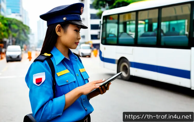 Home 17 교통 관련 직업과 자격증 필요성 - Photorealistic Thai urban transit career scene, confident Thai female traffic operations officer in ...